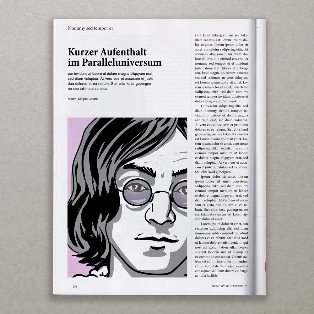 Zeitschriftenartikel mit einem Portrait von John Lennon